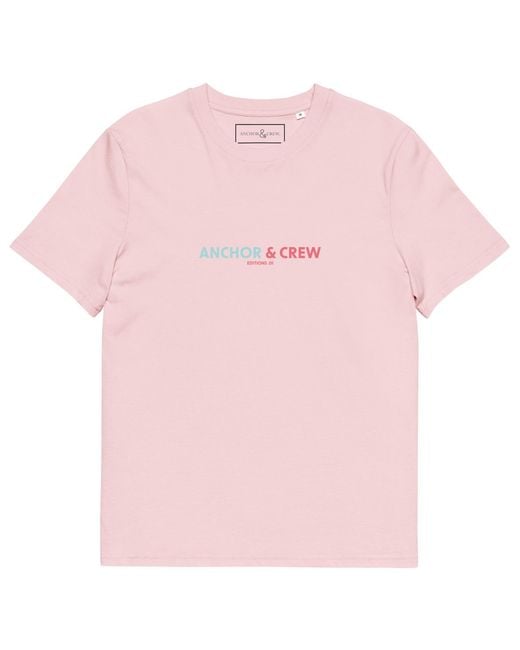 Anchor and Crew Pink Cotton One Moon Safari Editions Organic Cotton T-Shirt for men