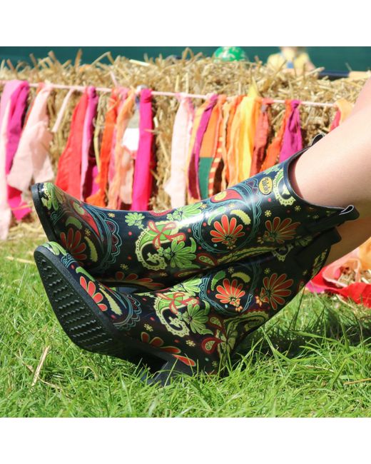 Talolo Boots Green Paisley Vibe Cowboy Boot Wellies