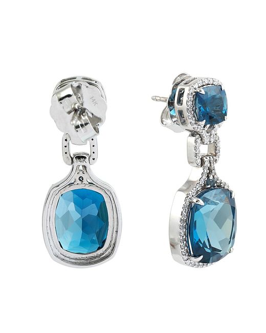 Artisan Blue London Topaz & Diamond Designer Earrings