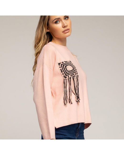 Tantra Spain Sl Pink Knitted Sweater With Pocket And Crochet Detail