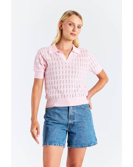 Brodie Cashmere Pink Scallop Trim Pretty Polo