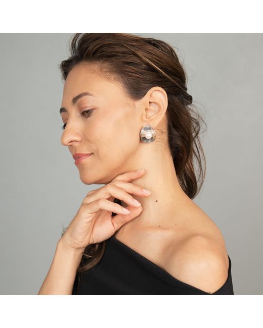 Silver Moon Metallic Pearl Sterling Earrings – Full Moon