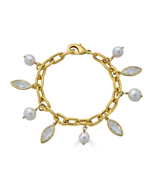 Loni Paul Jewelry Metallic Marquise & Pearl Bracelet