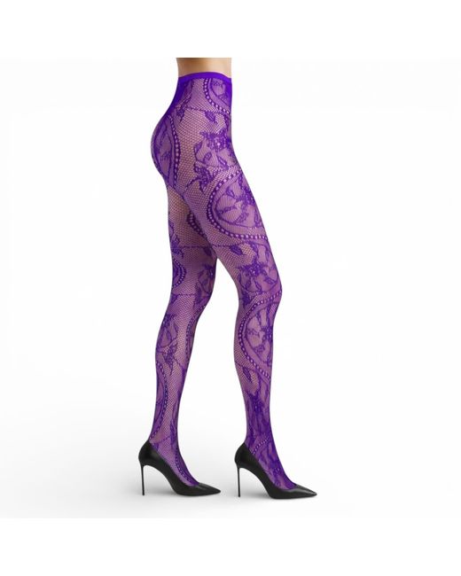 HIGH HEEL JUNGLE by KATHRYN EISMAN Purple Monet Lace Tights