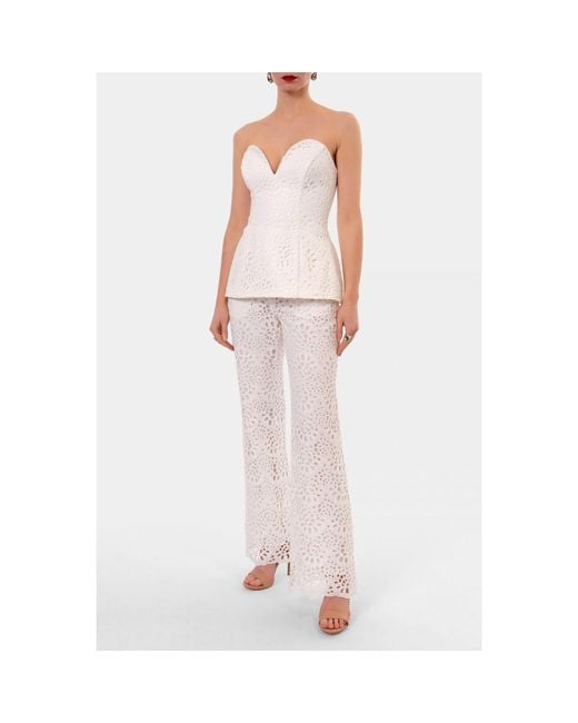 AGGI by HALEWSKI White Ally Off Embroidered Lace Pants