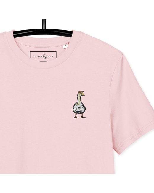 Anchor and Crew Pink Cotton Dapper Duck Actual Life Organic Cotton Embroidered T-Shirt