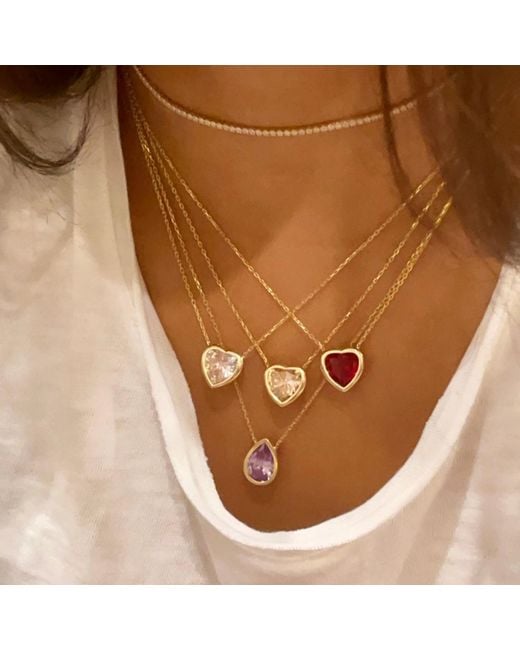 SHYMI Metallic Bezel-Set Solitaire Necklace