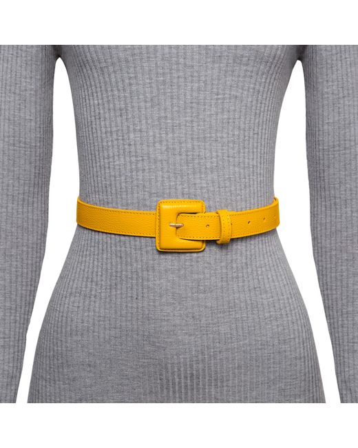 BeltBe Yellow Mini Square Narrow Leather Belt
