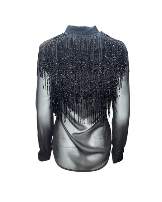 Any Old Iron Blue Beaded Fringe Shirt