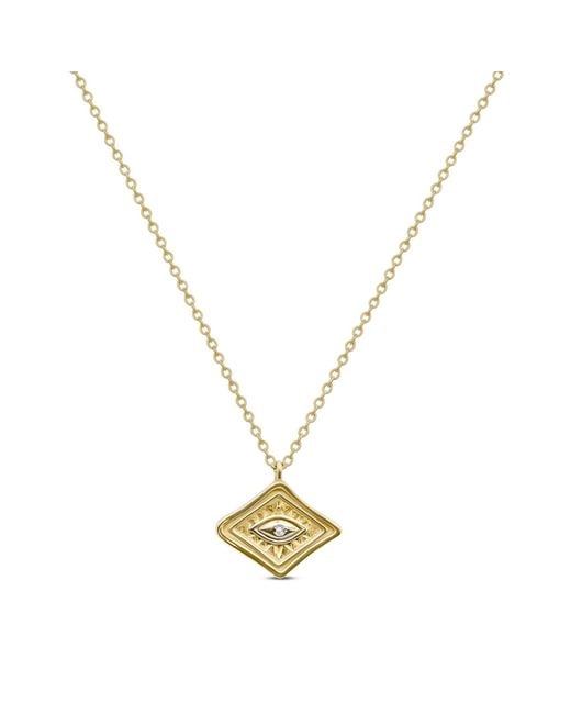 Clemence Wren Metallic Diamond Shape Pendant With Gemstone