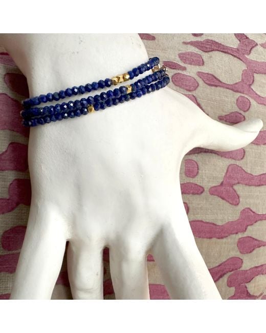 Lori Kaplan Design Blue Triple Wrap Lapis Bracelet Or Necklace