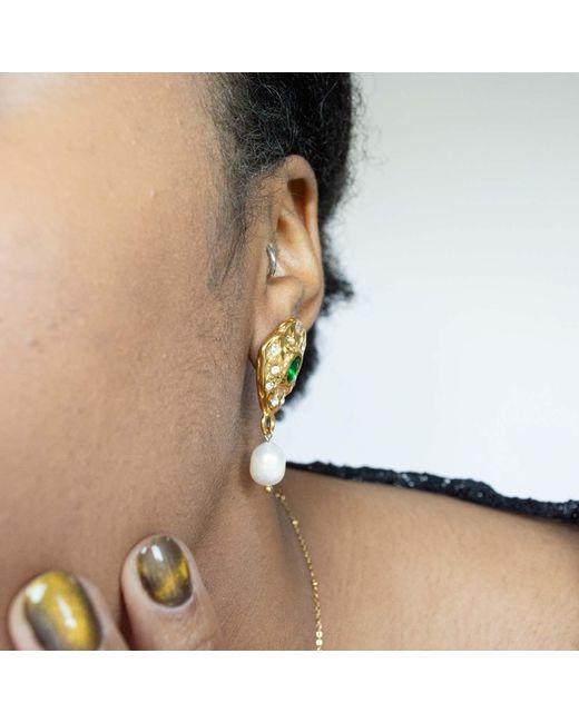 Superdivajewellery Metallic Stephanie Pearl Drop Earrings