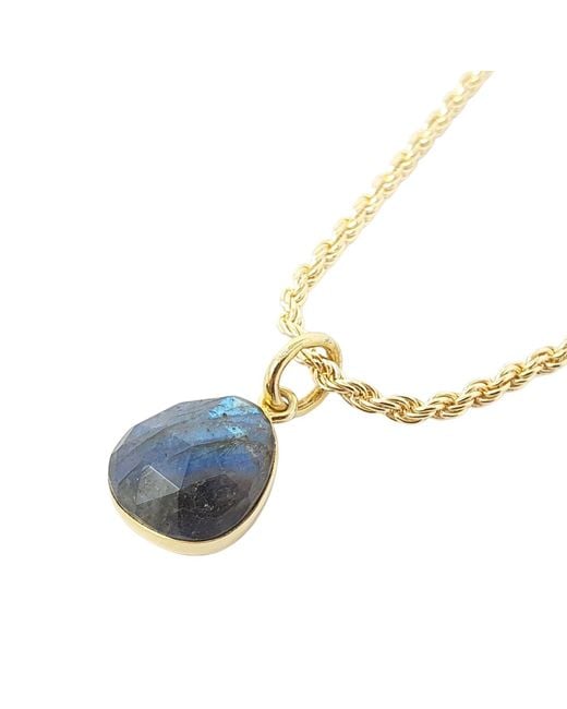 Harfi Metallic Statement Vermeil Plated Labradorite Gemstone Crystal Rope Necklace
