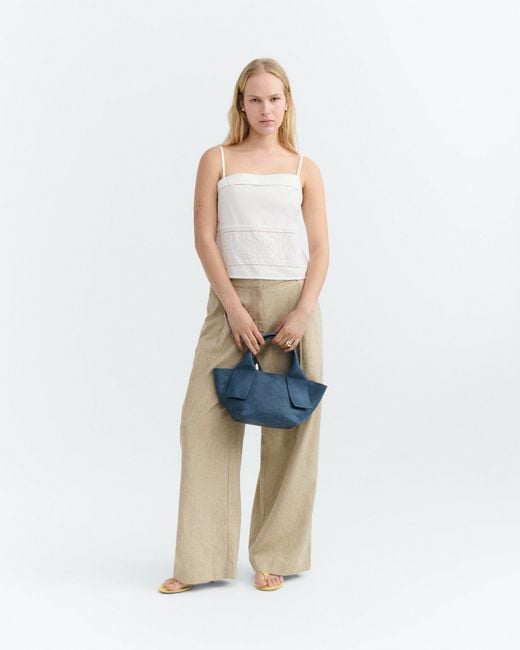 Thinking Mu White Raida Embroidered Top
