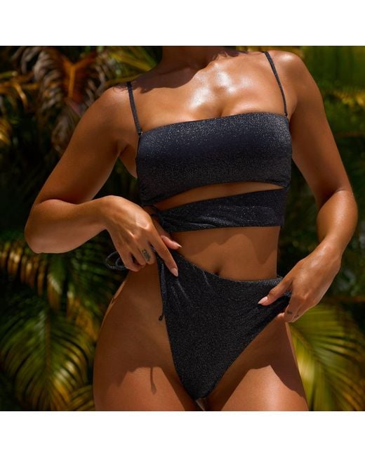 Mahogany Coast Swim Black Amour Side-Tie Bandeau Swimsuit