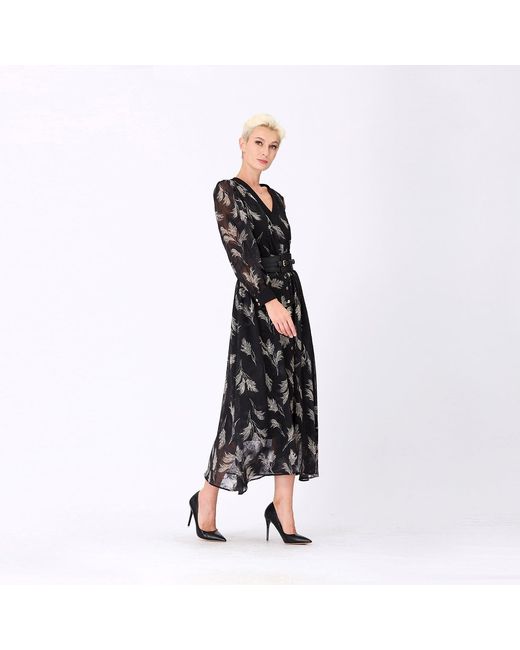 Smart and Joy Black Fit And Flare Muslin Printed Dress