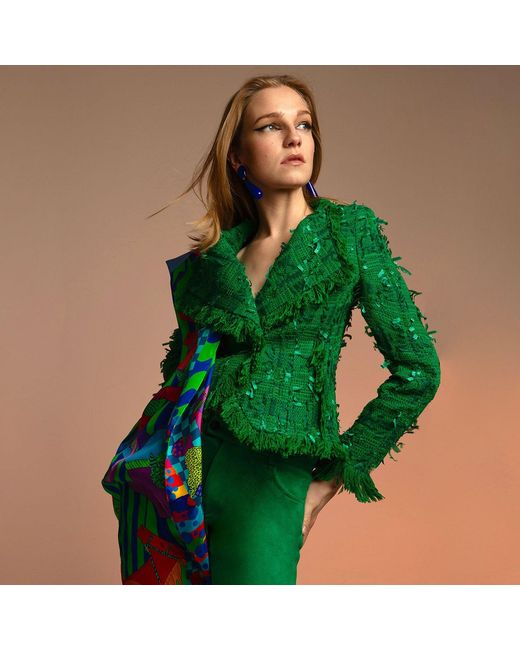 Beatrice von Tresckow Green Tweed Lilly Double-Breasted Jacket
