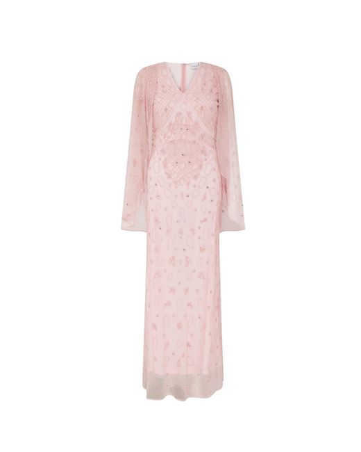 Raishma Pink Selena & Blush Cape & Is Exquisitely Detailed With Beading Throughout Gown
