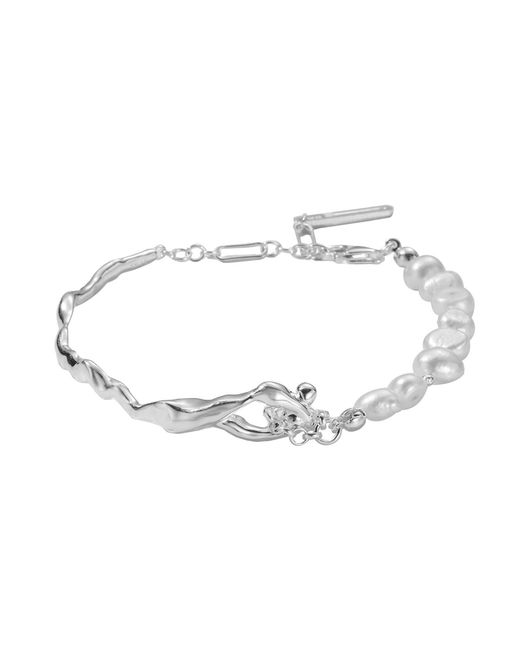 Every Wave Metallic Rippling — Asymmetrical Pearl Bracelet