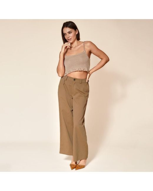 Gunda Hafner Ltd Natural Neutrals Cotton Twill Wide Leg Trousers