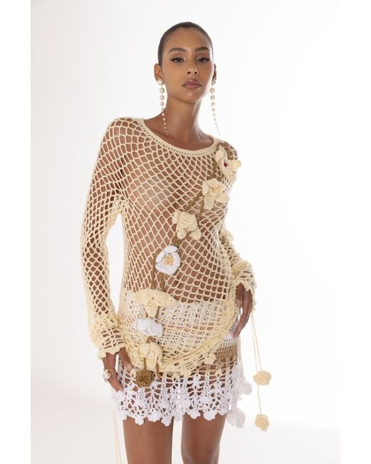Andreeva White Vanilla Handmade Crochet Skirt