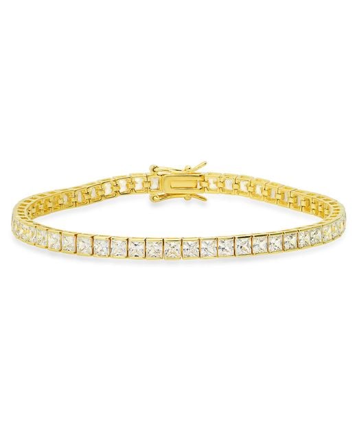 Kylie Harper Metallic Princess Cut Diamond Cz Tennis Bracelet