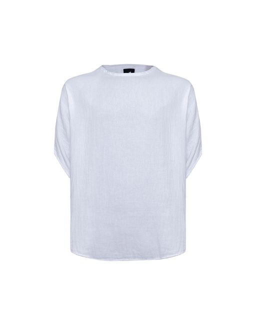 Monique Store White Bohemian Round Neck Bell Sleeve Linen Shirt for men