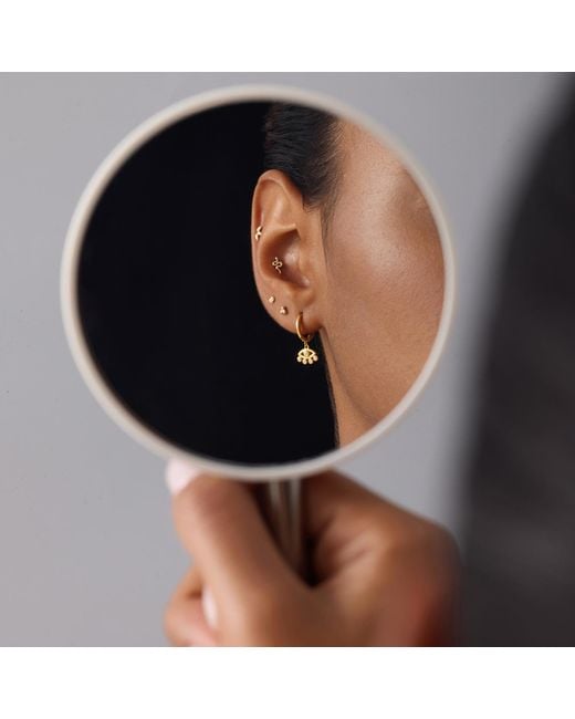 Vanhi White 14K Solid Lotus Flat Back Stud