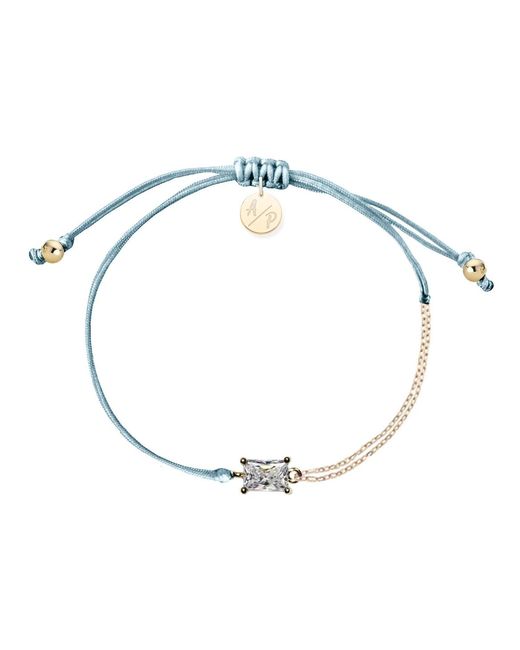 Adriana Pappas Designs Blue Cz Emerald Cut Bracelet On Colored Cord