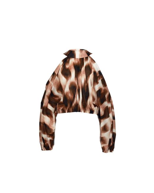 Justin Tong Brown Neutrals Rhea Cotton Blouse