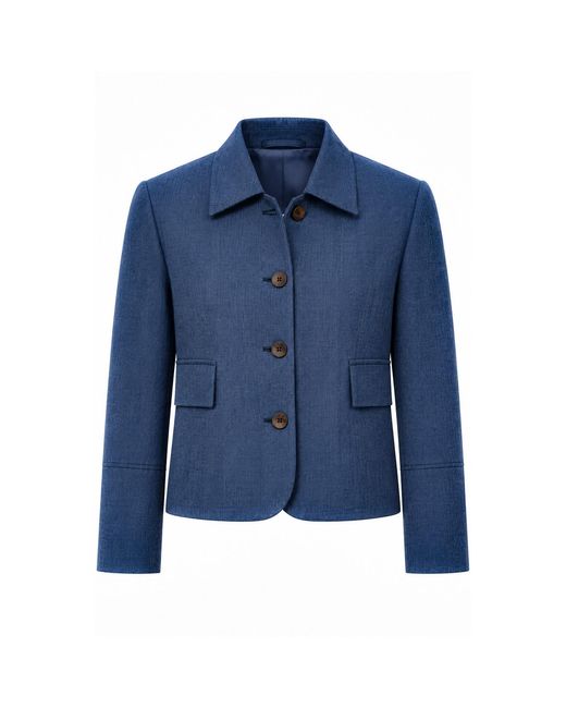 Stovaria Blue Fine Wool & Cashmere Cropped One Of One Statement Jacket