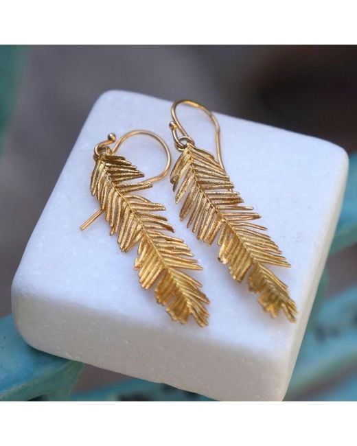 Mother Nature Jewelry Metallic Acacia Leaf Earrings, Handmade Dangles