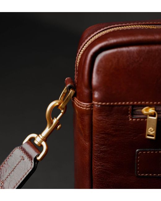 Time Resistance Brown Large Leather Briefcase Laptop Bag for men