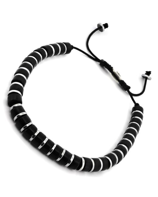 Ebru Jewelry Multicolor Onyx Stone Beaded Adjustable Bracelet for men