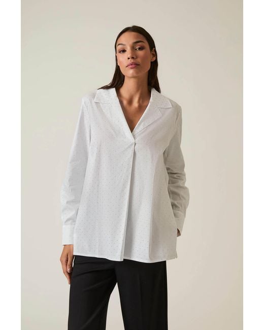 James Lakeland White Embellished Cotton Shirt