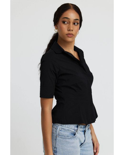 Why Mary Black The Kate Short Sleeve Cotton Shirt Blouse