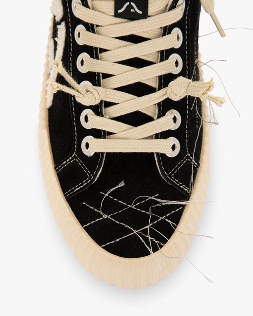 Springa | Unique Vulcanized Sneakers Italian Handmade Black Wavy Suede Embroidery Sneakers for men