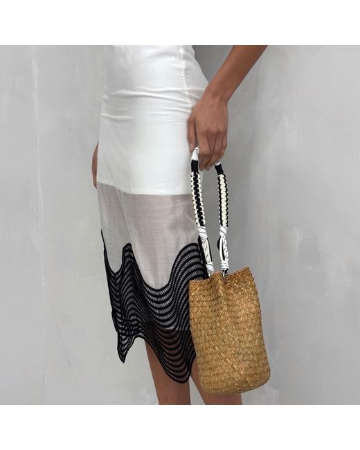 London Atelier Byproduct Gray Sheer Pencil Skirt With Embroidery