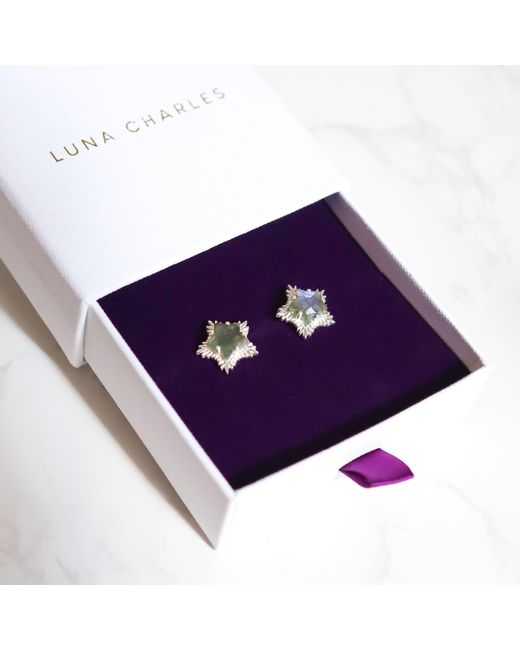 Luna Charles Blue Felicity Labradorite Spiky Star Stud Earrings