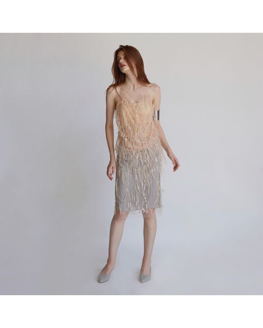 Belsize25 Gray Rose Neutrals Mayfair Series – Beaded Tassel Mesh Skirt