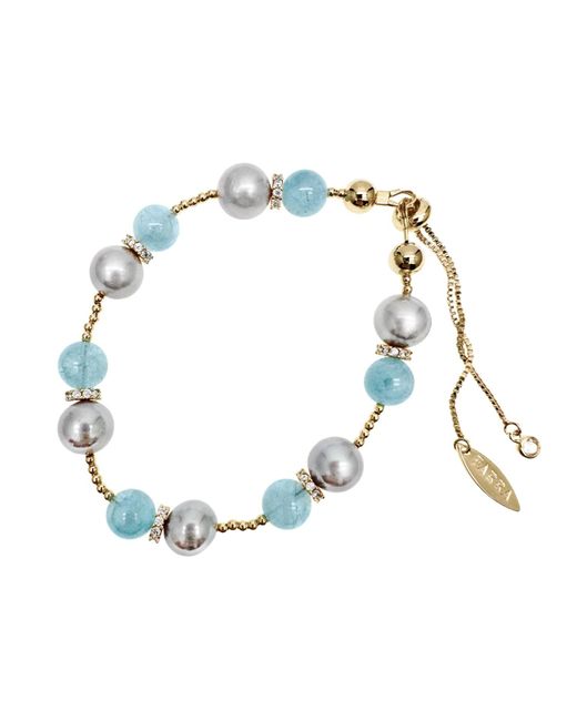 Farra Blue Aquamarine With Gay Freshwater Pearls Adjustable Bracelet