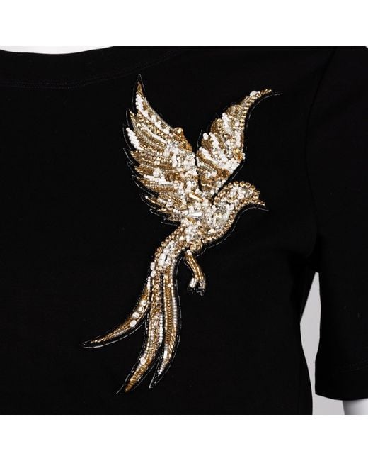 House of Laines London Black Laines Couture Embellished Bird Of Paradise T-Shirt