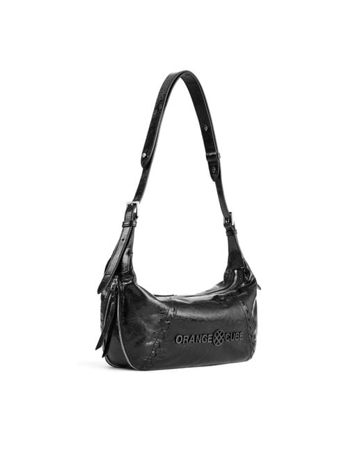 Orange Cube Black Metropolitan Hobo Bag