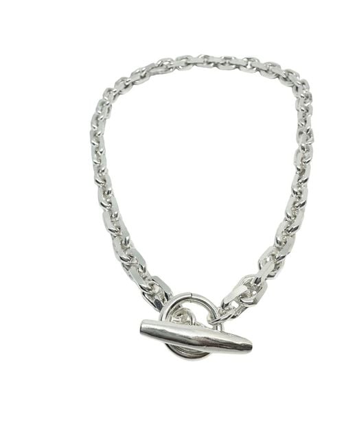 Tg-Jewellery by Tamara Gervasio Metallic Rectangular Trace Choker T-Bar Necklace – Sterling
