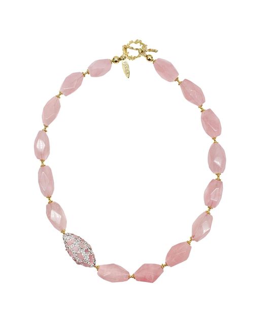 Farra Pink Rose Quartz Elegance Necklace
