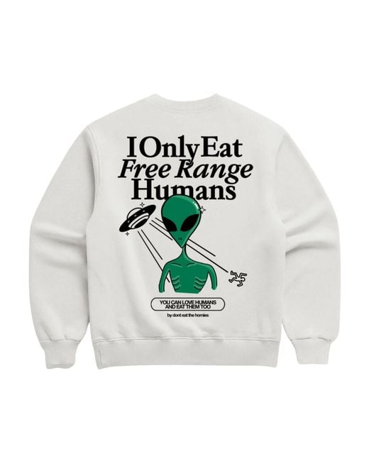 Dont Eat the Homies White Alien Crewneck for men