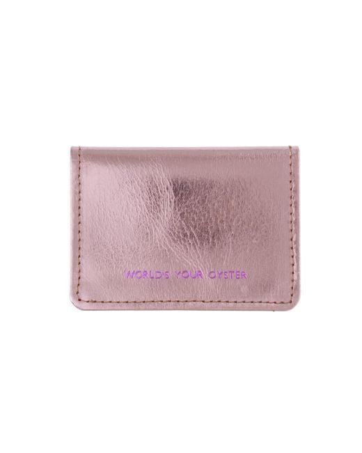 VIDA VIDA Purple Worlds Your Oyster Metallic Leather Travel Card Holder