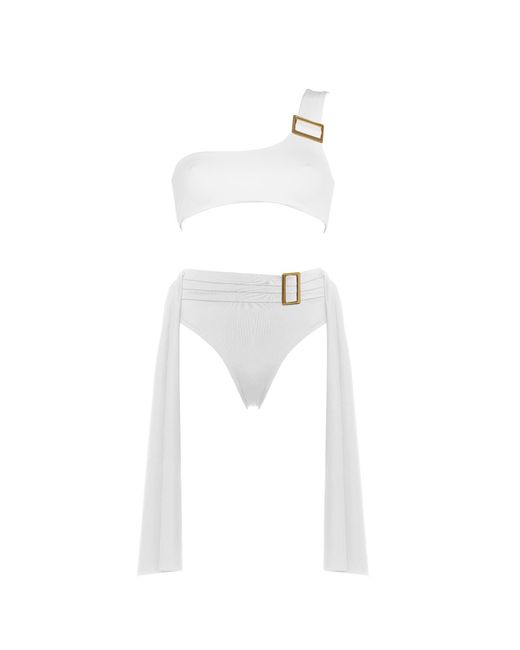 ANTONINIAS Black Amaze High Waisted Swimwear Bottom With Decorative Belt And Golden Buckle