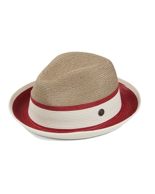 Dasmarca Hats Red Dasmarca Verona Vino Summer Two Tone Straw Fedora Hat For And for men