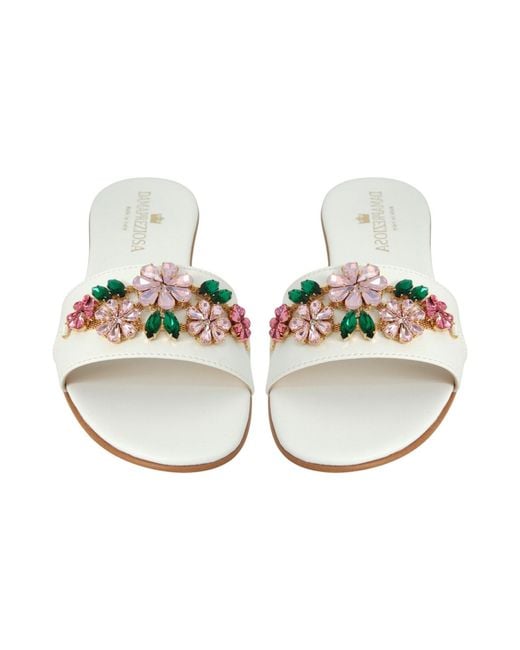 DAMAPREZIOSA Metallic Flora Bouquet Jewel Mule Sandal